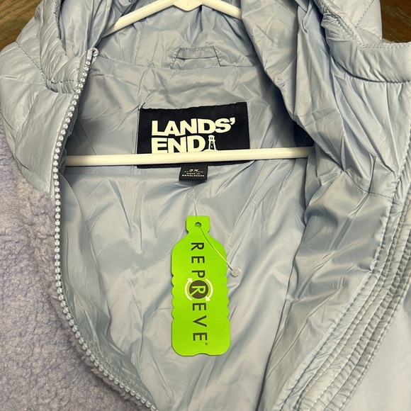 NWT Lands End Women’s Quilted Sherpa Parka.  Size 3X.  Light Cornflower. - Picture 8 of 9